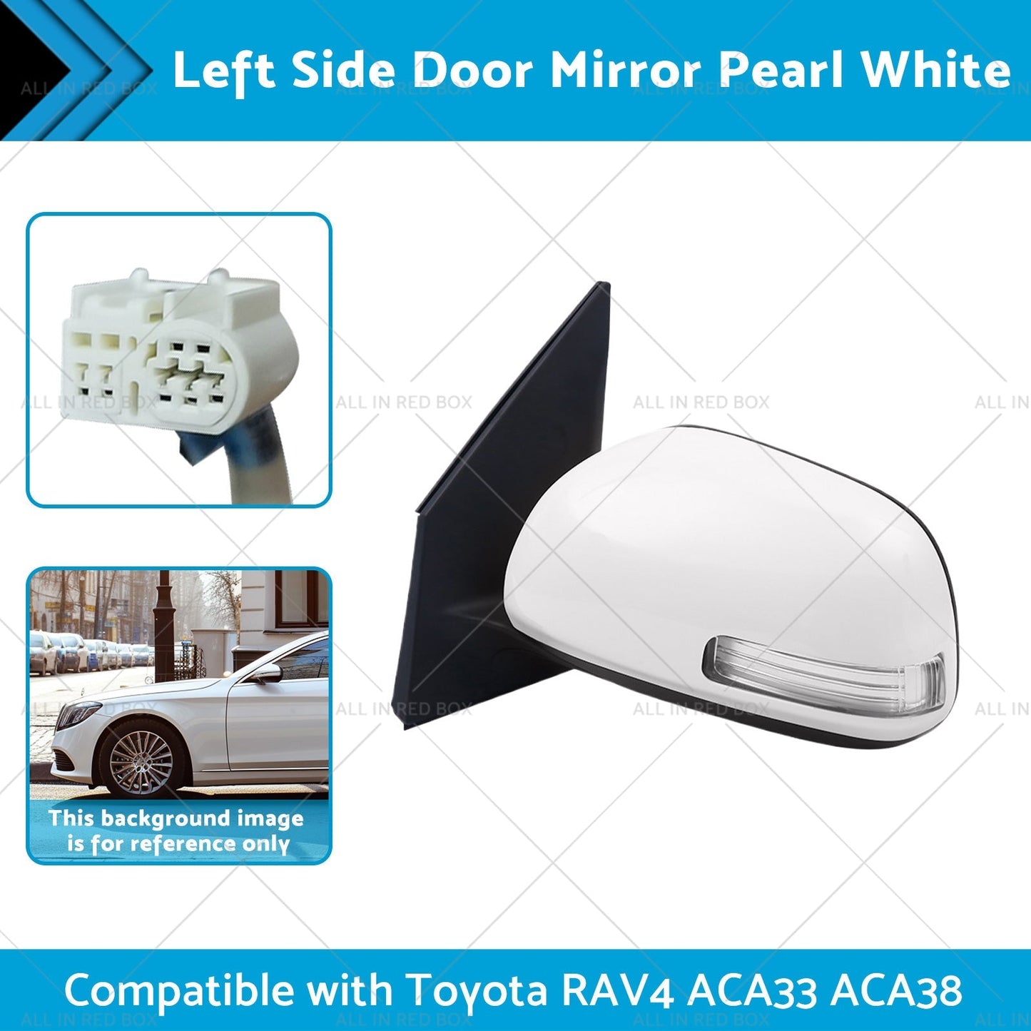 Pearl White Mirror Left Side Door Suitable for Toyota RAV4 ACA33 ACA38 2008 - 2012 - Frazy's Auto Parts