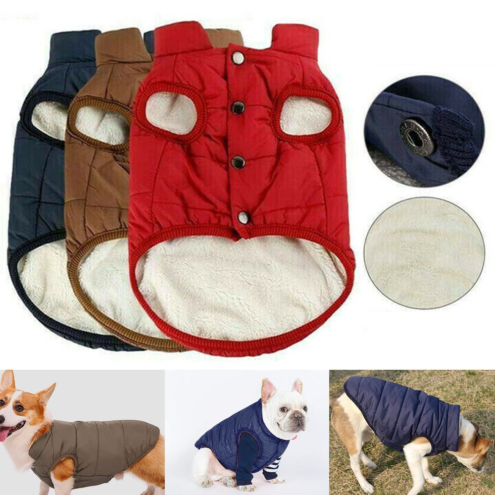 Pet Dog Warm Windproof Coat Fleece Jacket Jumper Sweater Winter Puppy Clothes AU - Frazy's Auto Parts