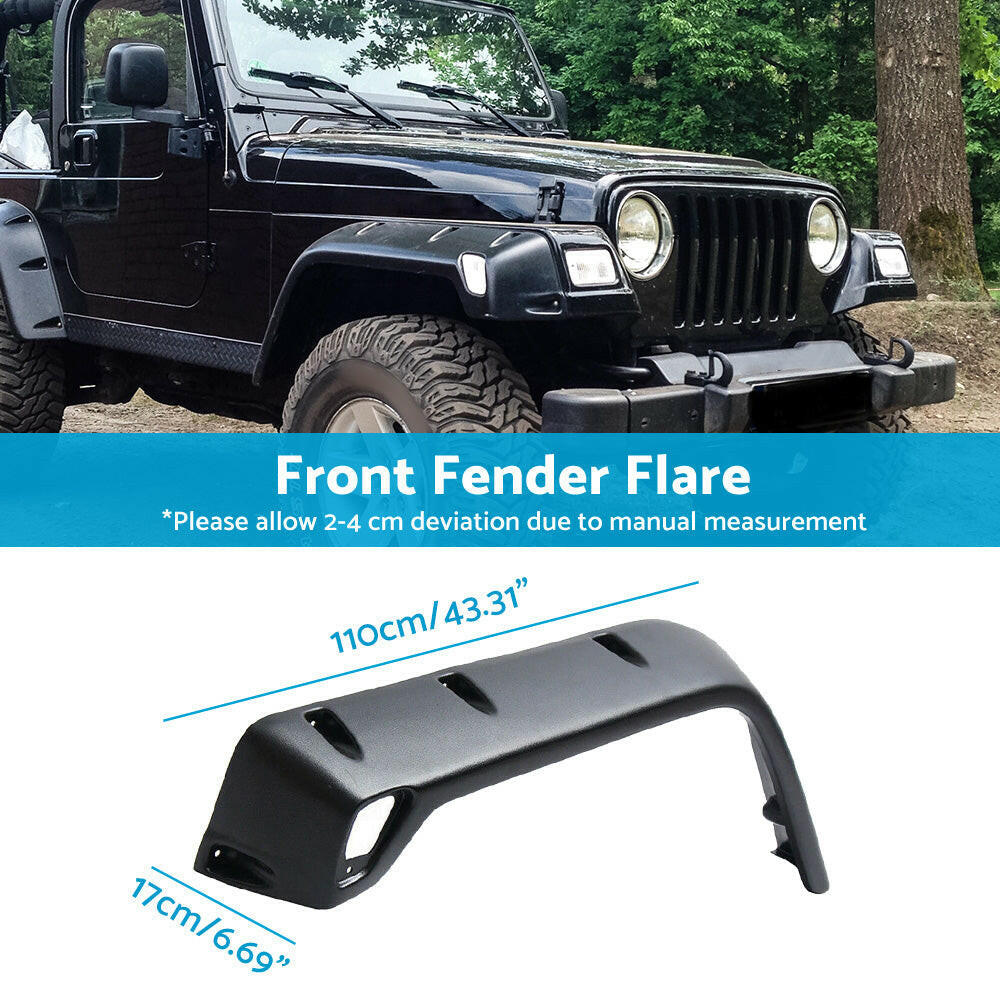 Pocket Style Matte Black Fender Flares Jungle Guard Suitable For Jeep Wrangler TJ 1997 - 2006 - Frazy's Auto Parts
