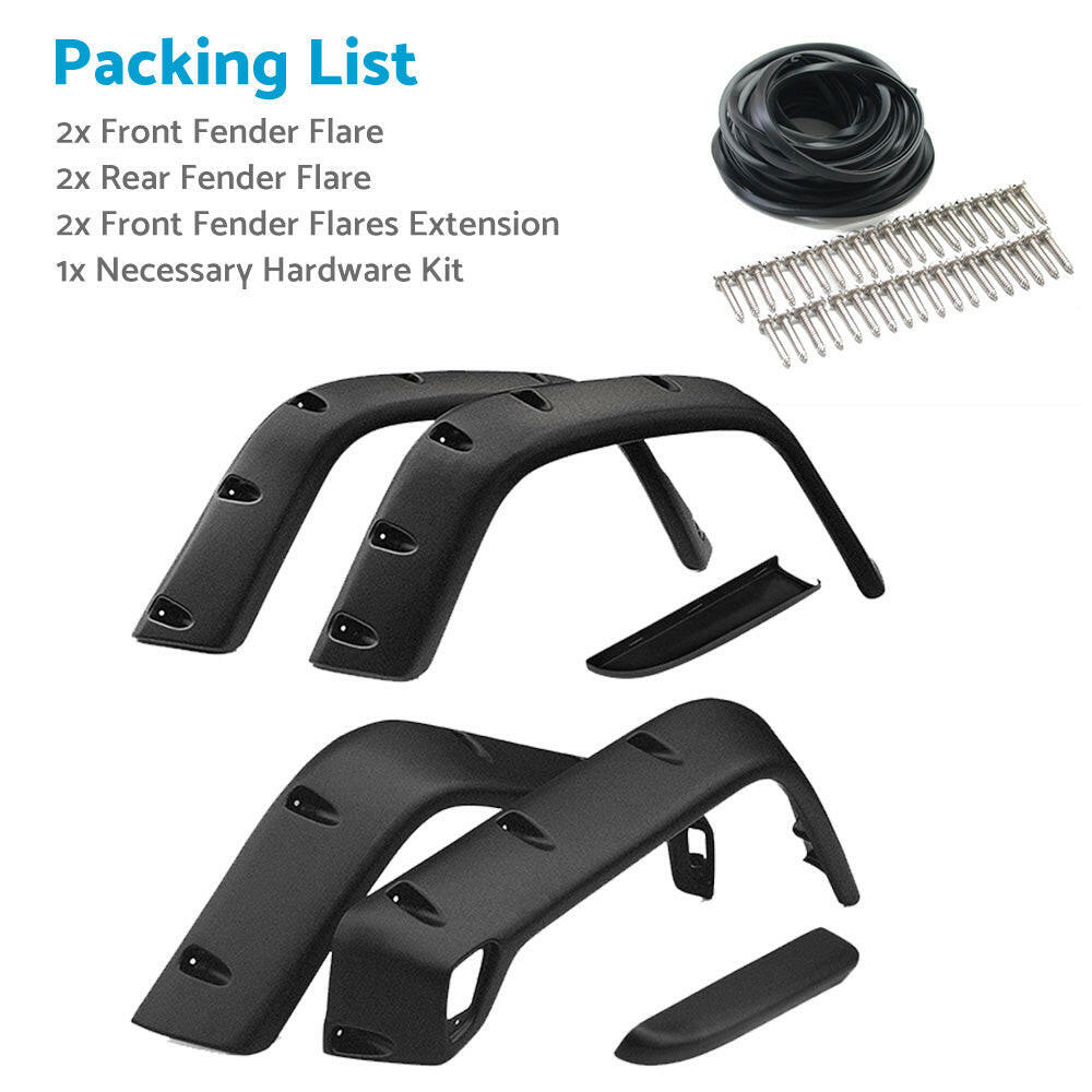 Pocket Style Matte Black Fender Flares Jungle Guard Suitable For Jeep Wrangler TJ 1997 - 2006 - Frazy's Auto Parts
