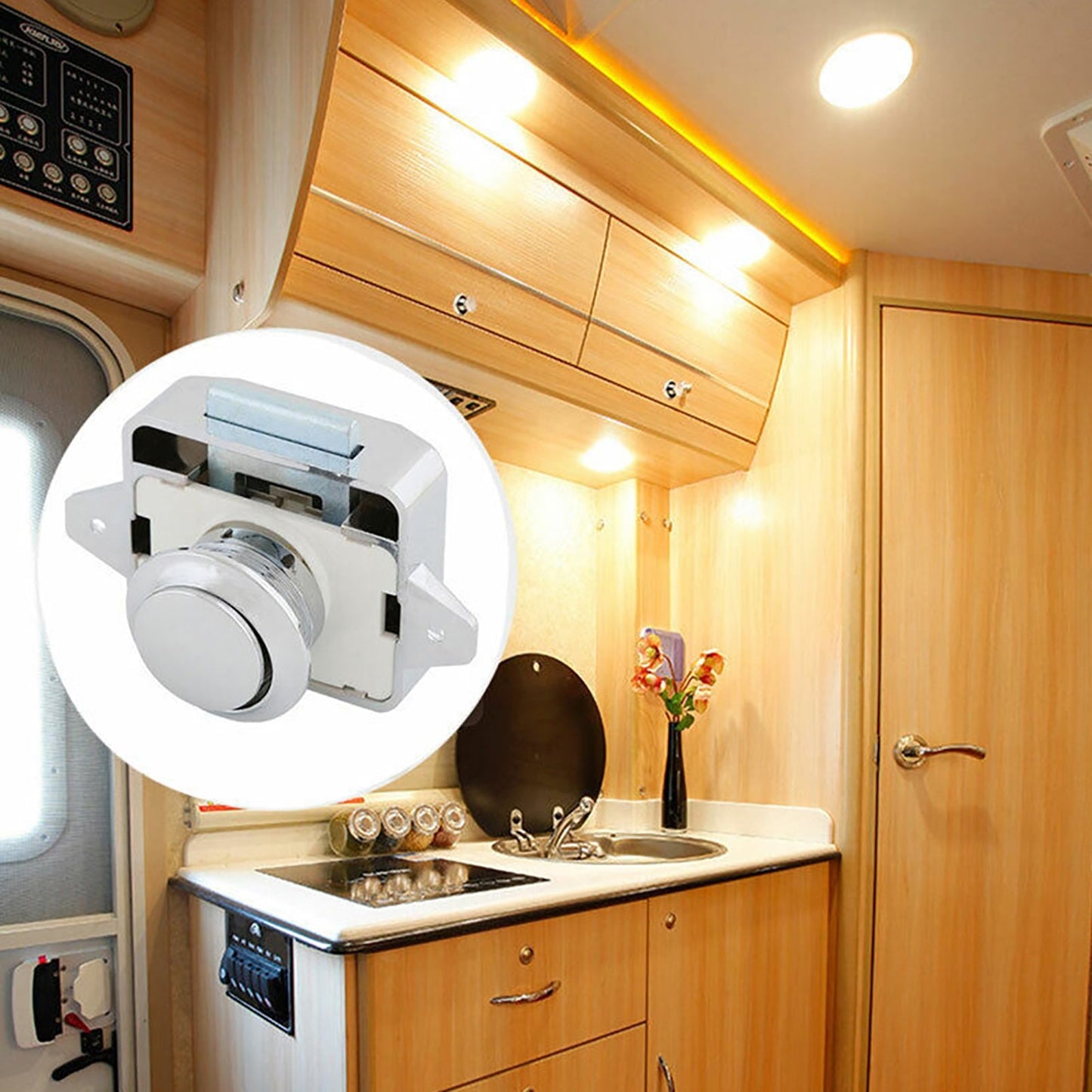 Push Button Latch Knob Catch Lock Suitable For RV Drawer Cupboard Door Caravan Cabinet - Frazy's Auto Parts