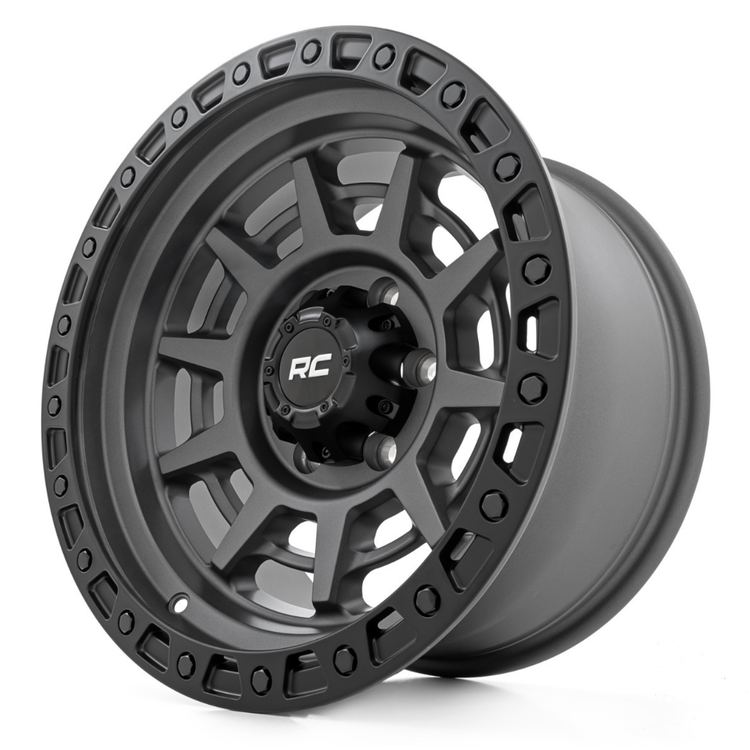 Rough Country 85 Series Wheel Simulated Beadlock Gunmetal Gray/Black