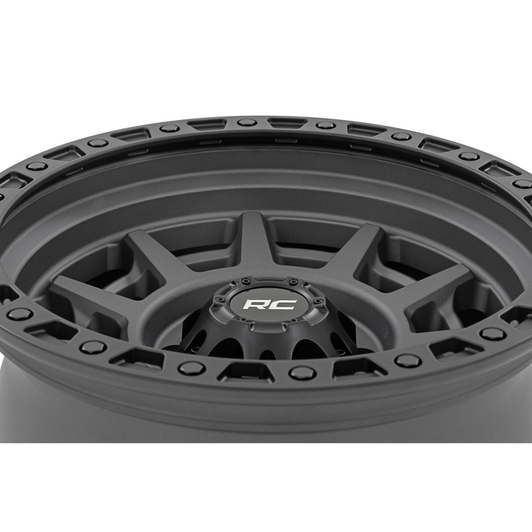 Rough Country 85 Series Wheel Simulated Beadlock Gunmetal Gray/Black