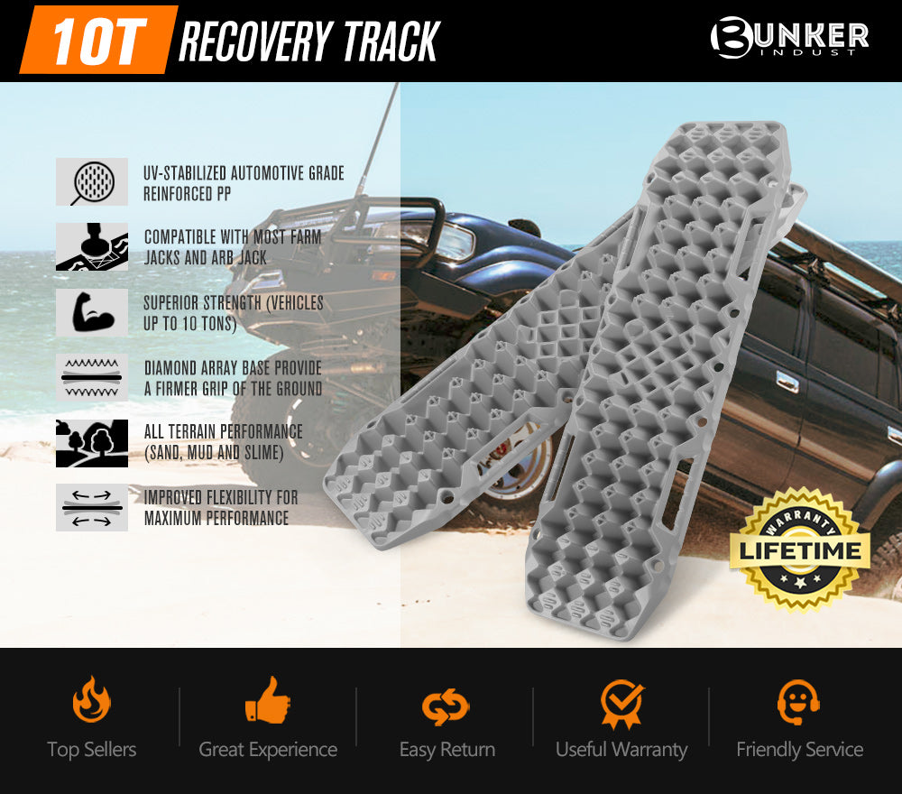 Bunker Indust Recovery Tracks Farm Jack Base 10T Board Sand Mud Snow OffRoad 4WD - Grey