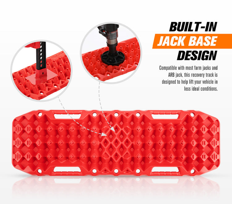 Bunker Indust Recovery Tracks Farm Jack Base 10T Board Sand Mud Snow OffRoad 4WD - Red