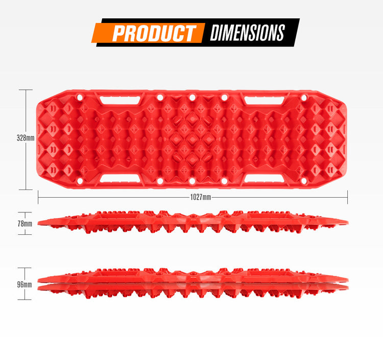 Bunker Indust Recovery Tracks Farm Jack Base 10T Board Sand Mud Snow OffRoad 4WD - Red