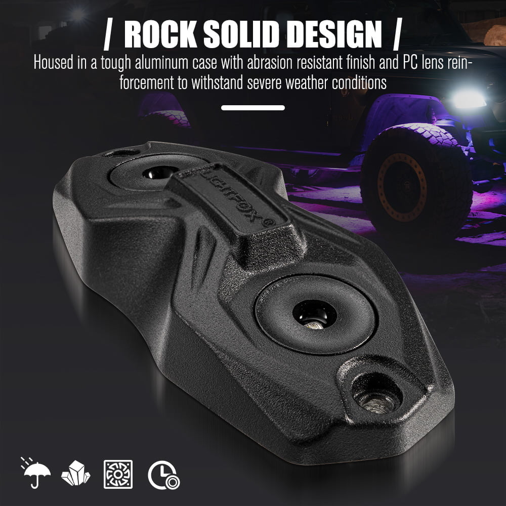 LIGHTFOX RGBW LED Rock Lights - 4 Pack