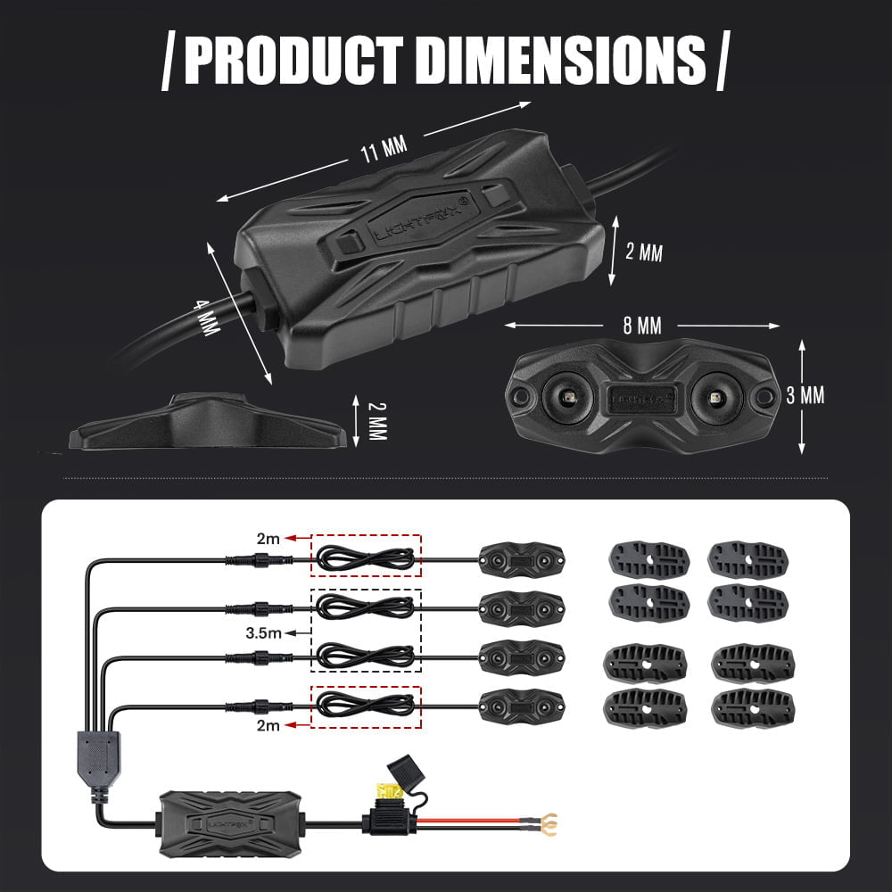 LIGHTFOX RGBW LED Rock Lights - 4 Pack