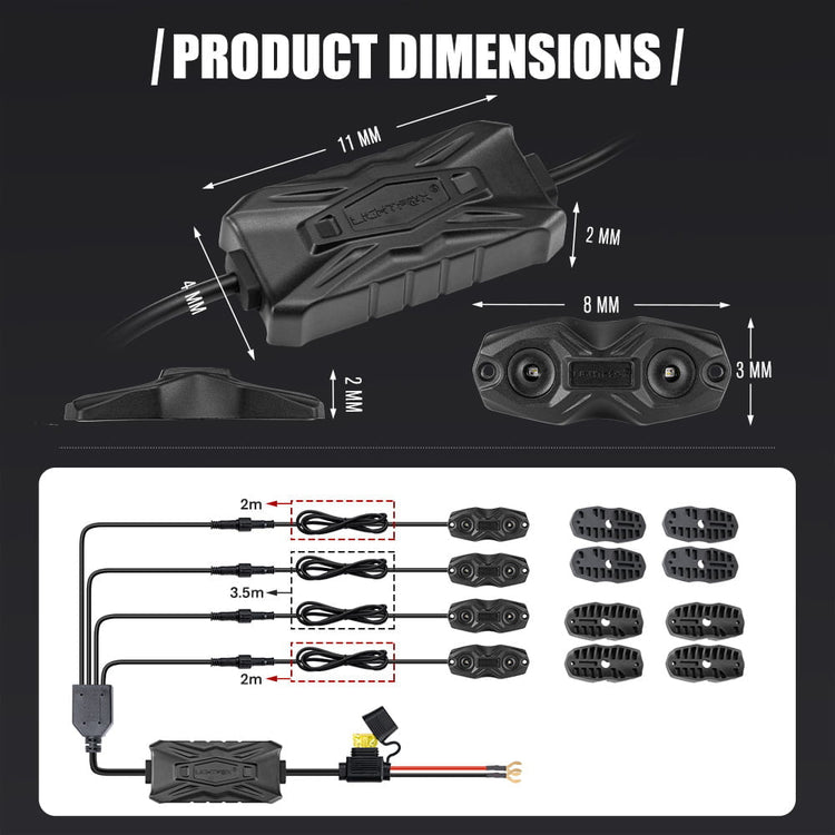 LIGHTFOX RGBW LED Rock Lights - 4 Pack