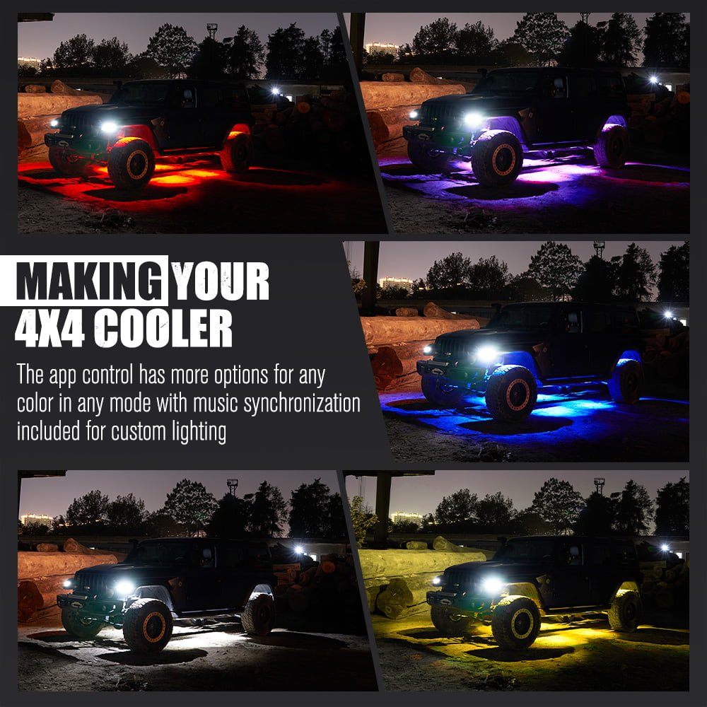 LIGHTFOX RGBW LED Rock Lights - 8 Pack