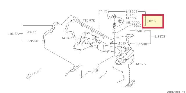 11815AB213 Subaru OEM PCV Hose Assembly