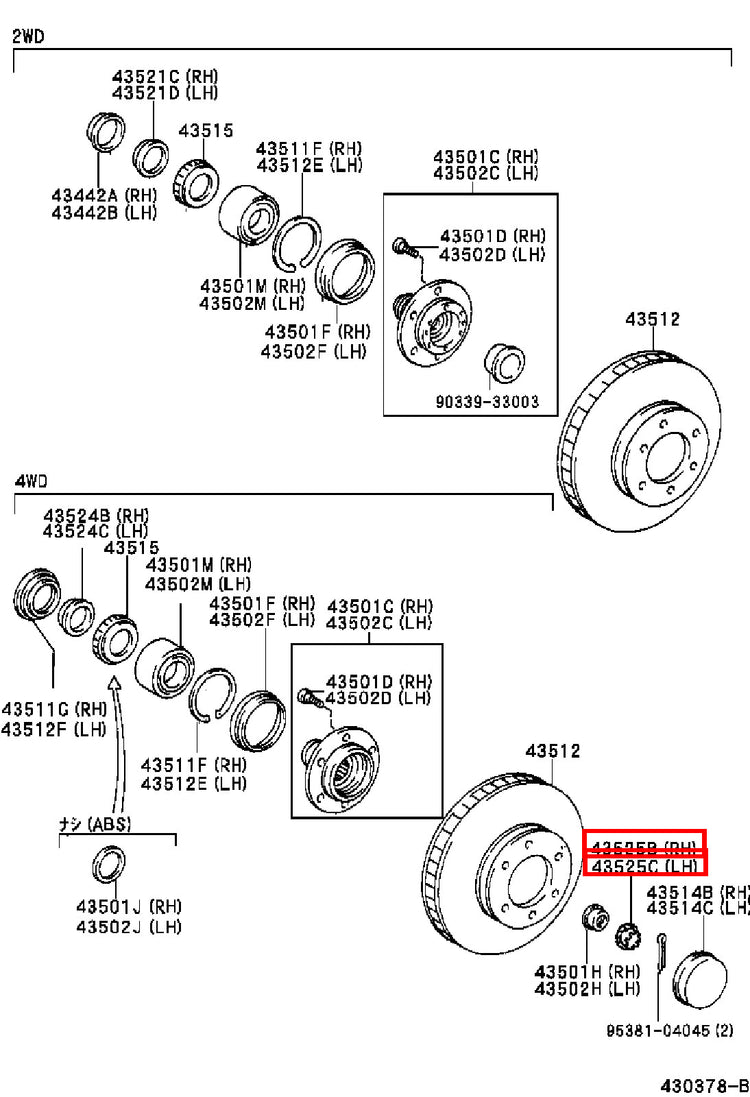 Genuine Regius Ace TRH229 Sequoia UCK45 Front Axle Outer CV Joint Lock Nut Cap