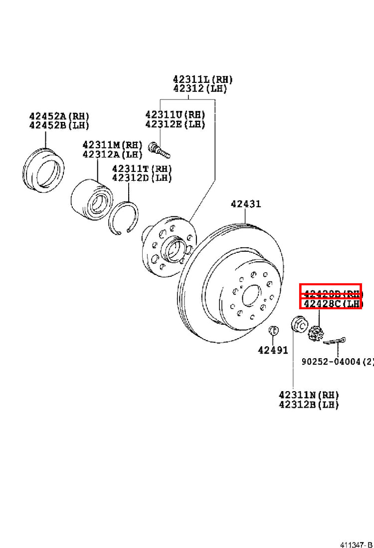 Genuine Grand HiAce VCH16 Hiace KLH28 KLH22 KLH18 KLH12 Rear Axle Lock Nut Plate