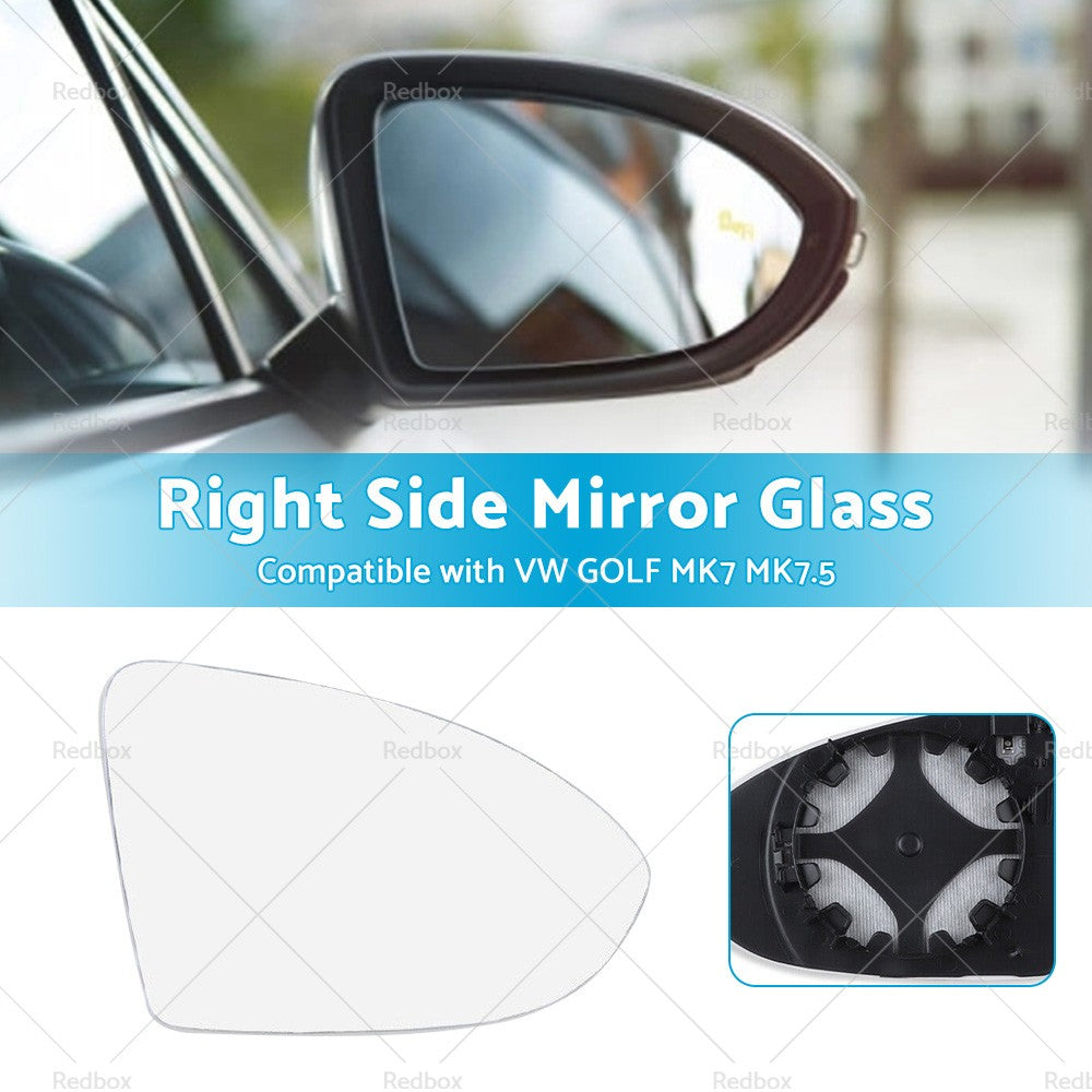 Right Mirror Glass Suitable for VW GOLF MK7 MK7.5 13-18 Heated Convex with Base