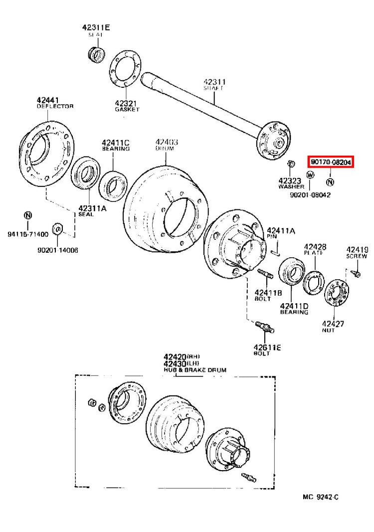 Genuine Dyna YY211 LY235 LY212 LY211 Dyna ToyoAce KDY220 Rear Axle Hub Stud Nut