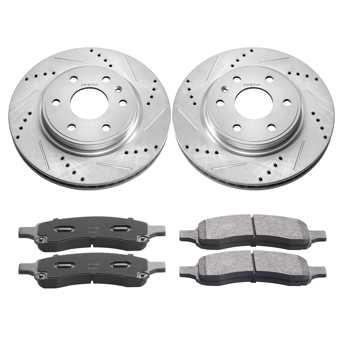 VEVOR Drilled Slotted Front Brake Rotors Pads Kit for Chevy Traverse GMC Acadia