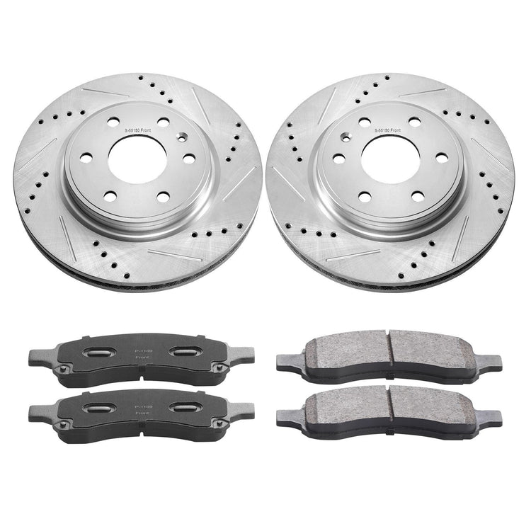 VEVOR Drilled Slotted Front Brake Rotors Pads Kit for Chevy Traverse GMC Acadia