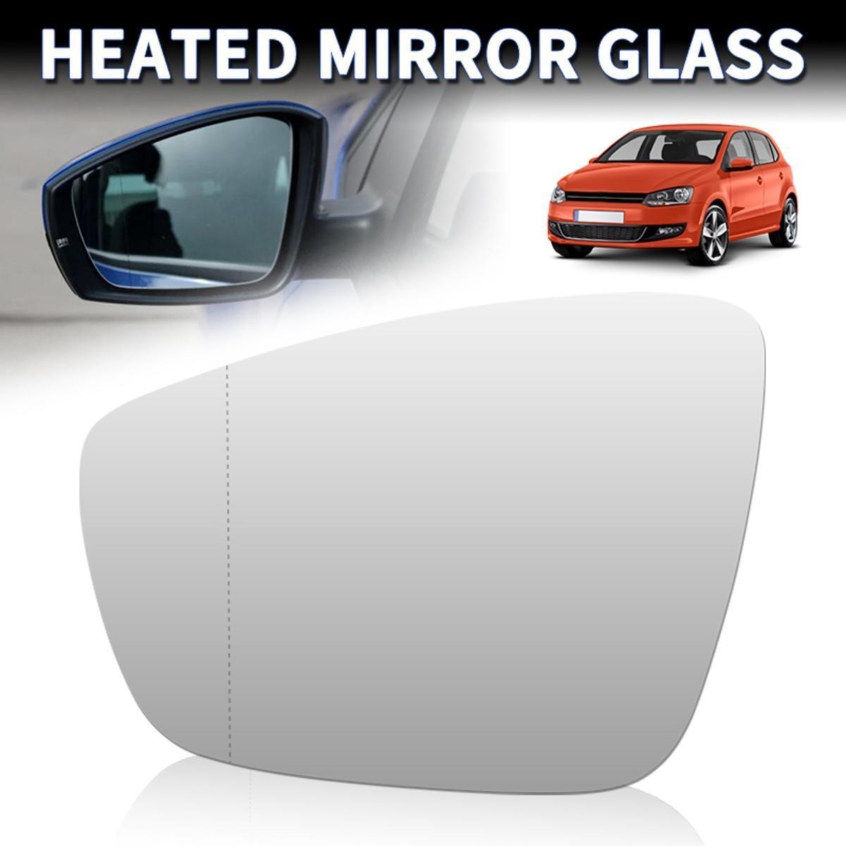 Left Passenger Side Mirror Glass For VW Polo Heated Convex Back Plate