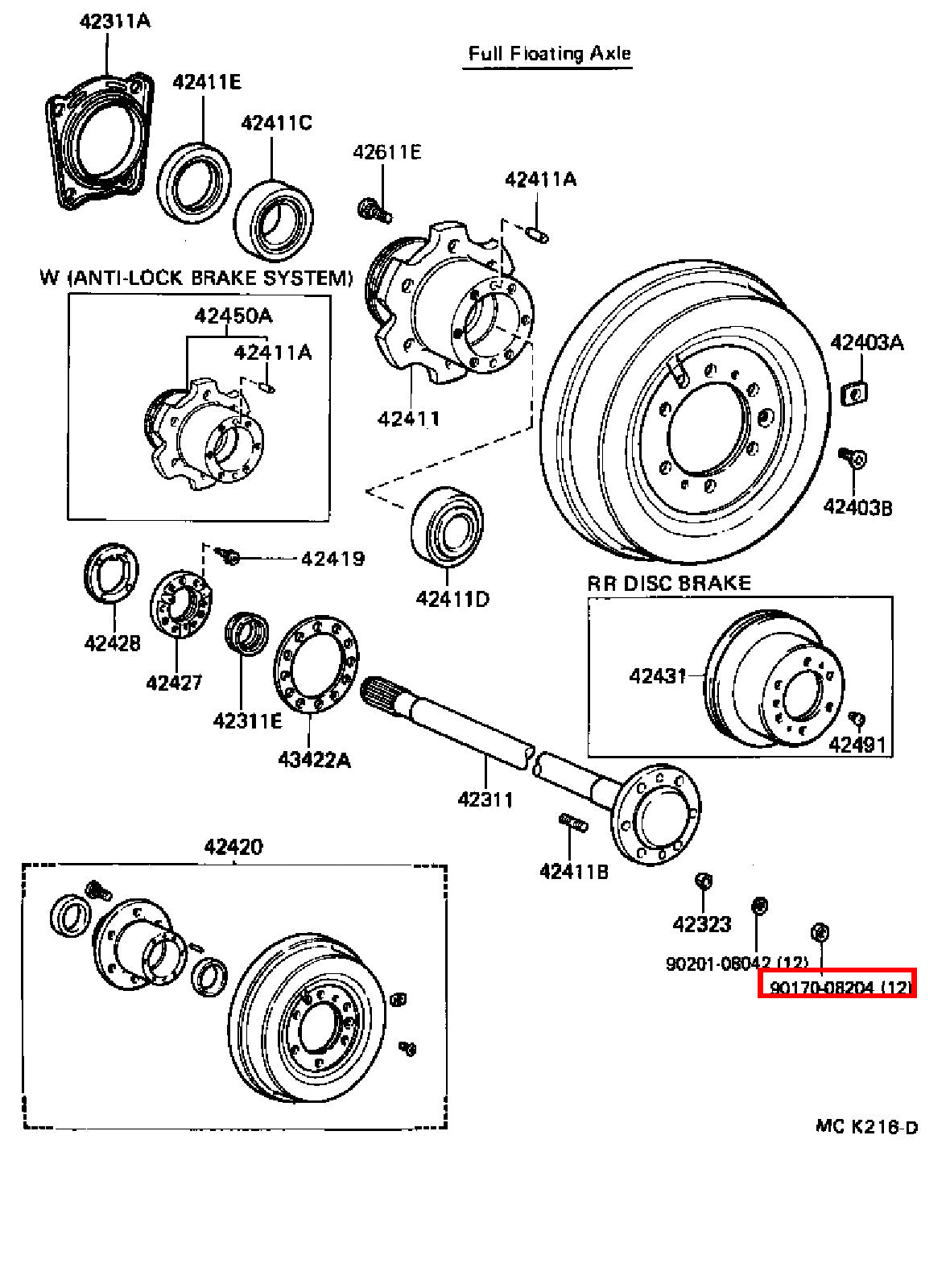 Genuine Dyna YY211 LY235 LY212 LY211 Dyna ToyoAce KDY220 Rear Axle Hub Stud Nut