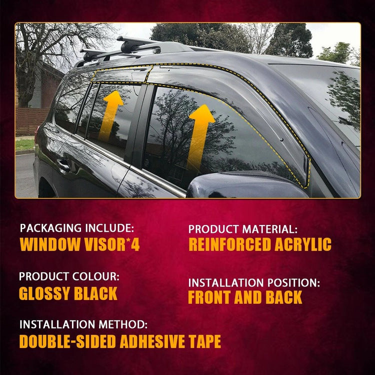 Weather shields Weathershields for Toyota Landcruiser LC200 2007-2021 Sun Visors