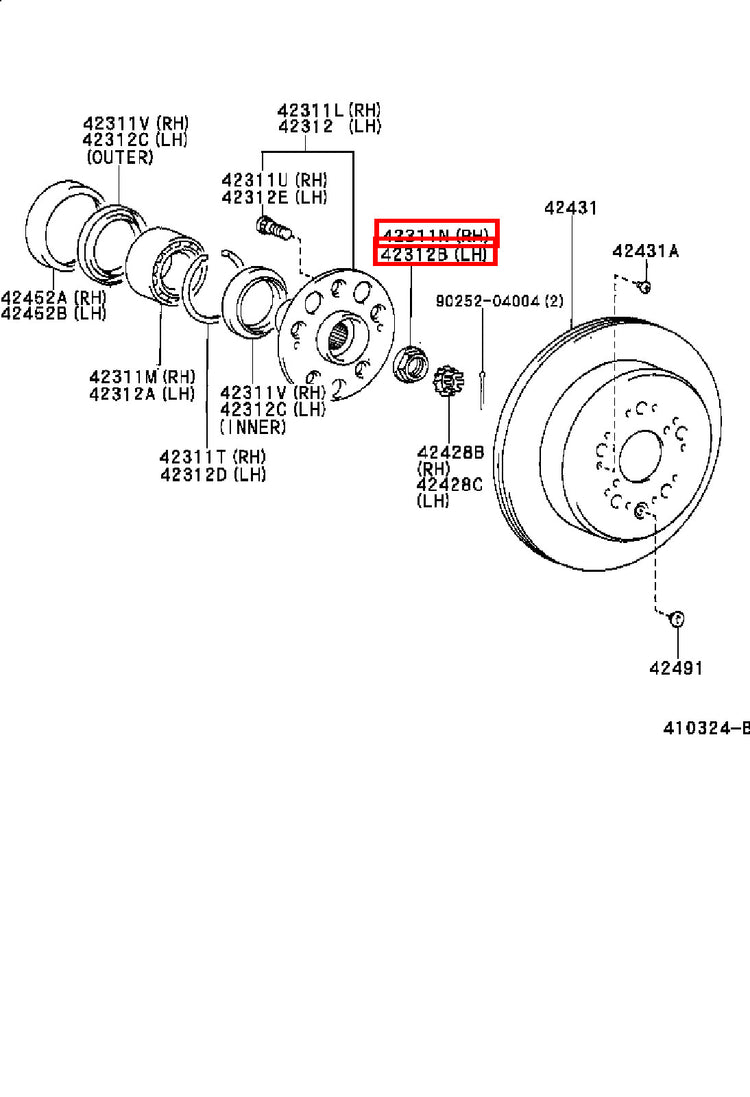 Genuine Hiace RCH29 RCH28 RCH23 RCH22 RCH19 RCH18 RCH13 Rear Axle Shaft Nut