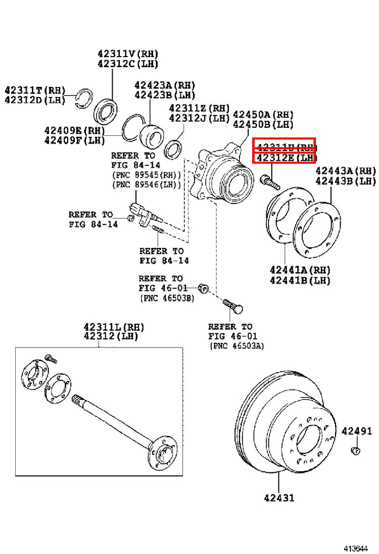 Genuine Sequoia USK65 USK60 UPK65 UPK60 UCK65 UCK60 Front Wheel Hub Stud Bolt