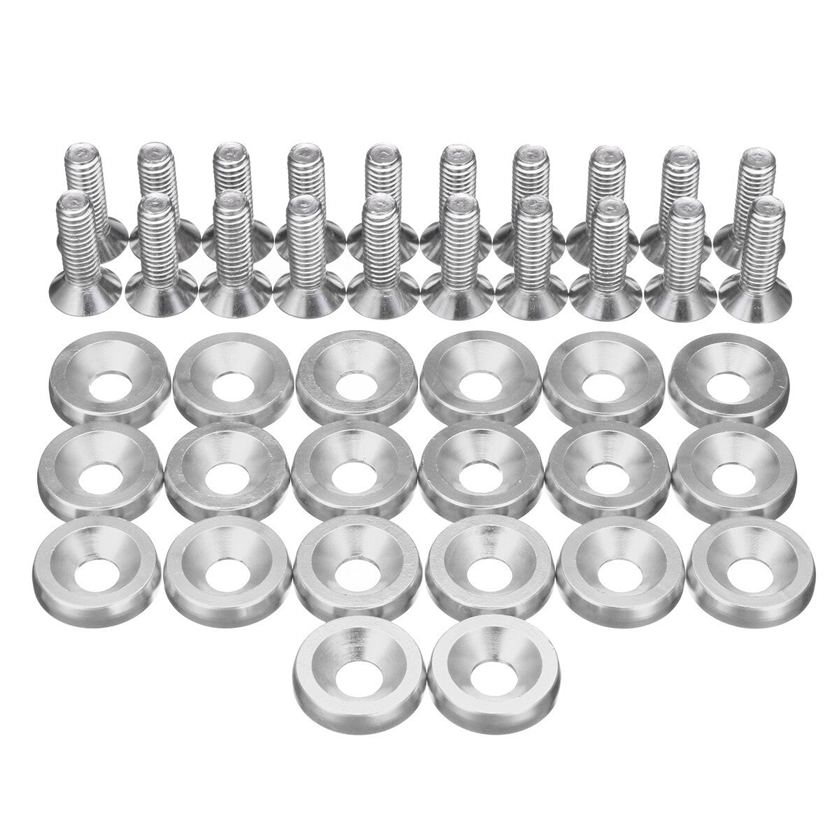 40pcs Washer Bolt Fender Bumper Silver Engine Bay Dress Up Set Aluminum M6x15mm.