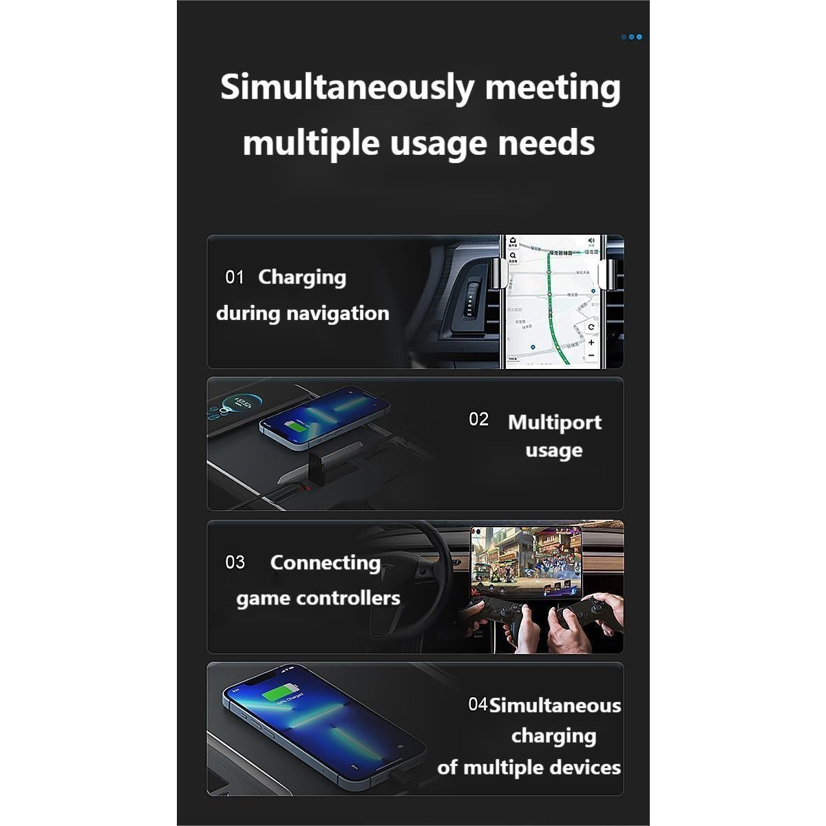 Center Console 27W Quick Charger USB Hub Docking Station For Tesla Model 3/Y AU