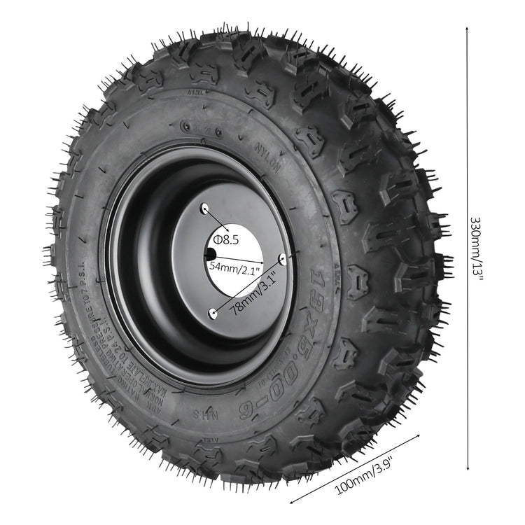 13x5.00-6 Tyre Rim 3 lugs 78mm Tubeless for Mini Go Kart ATV Buggy Scooter Mower