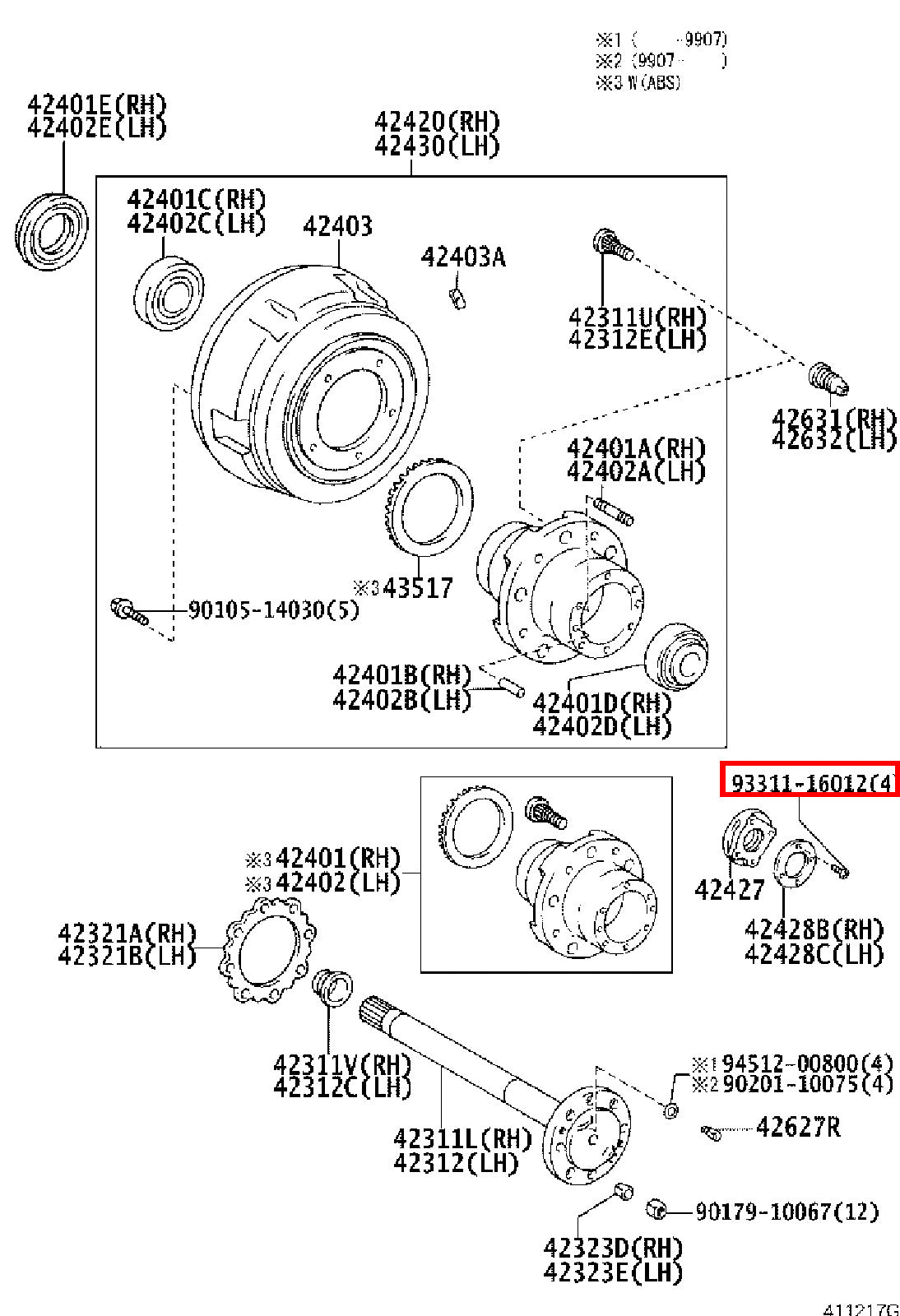 Genuine Dyna ToyoAce RZY281 RZY231 RZY230 Rear Wheel Bearing Hub Nut Screw