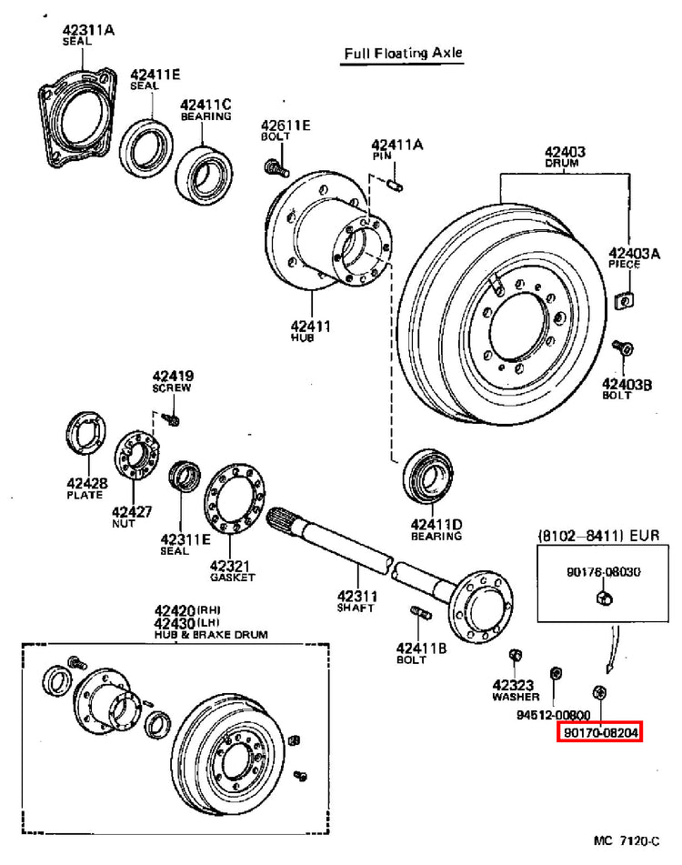 Genuine Dyna YY211 LY235 LY212 LY211 Dyna ToyoAce KDY220 Rear Axle Hub Stud Nut