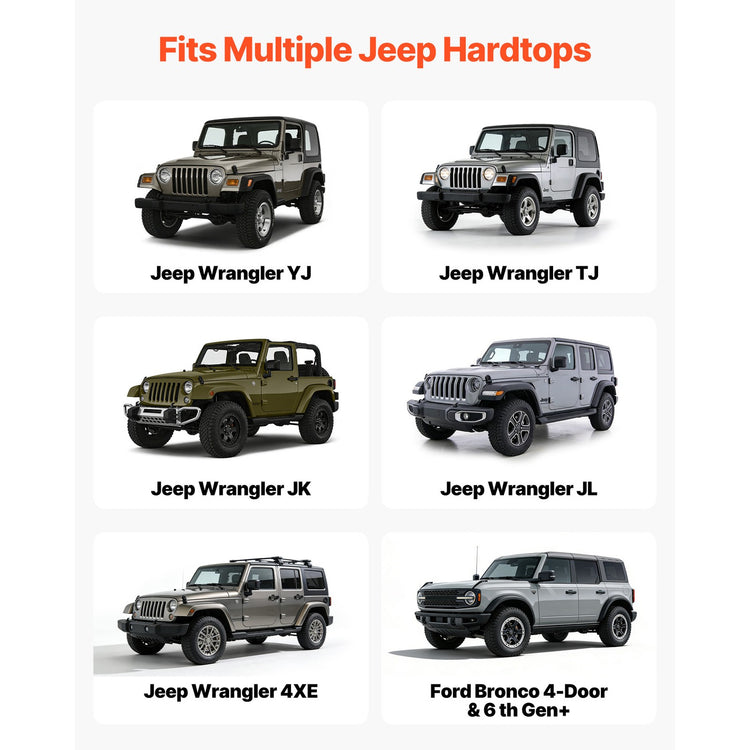 Uimoso Hard Top Hoist System for Jeep Wrangler YJ TJ JK Models