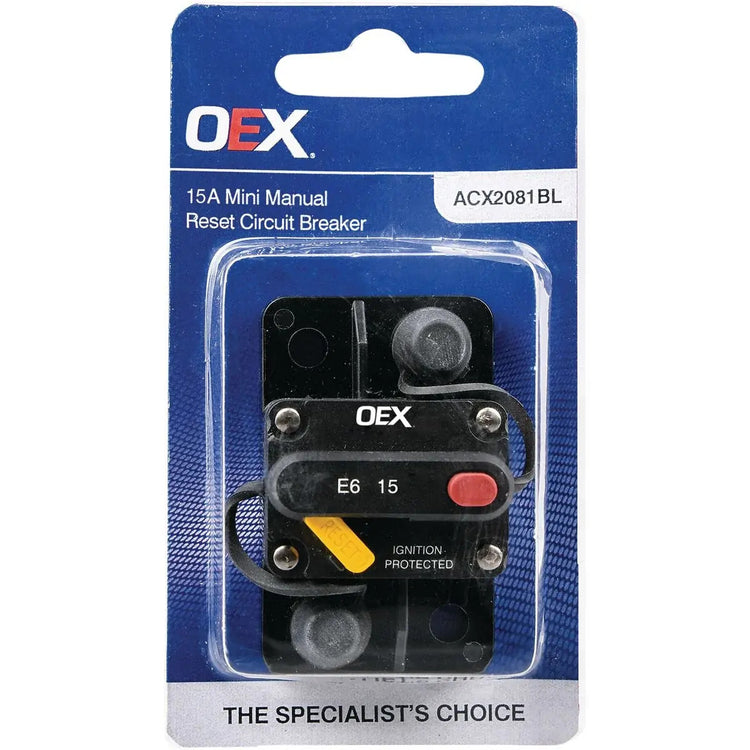 OEX ACX2081BL 15A Mini Manual Reset Circuit Breaker Type 3 Switchable