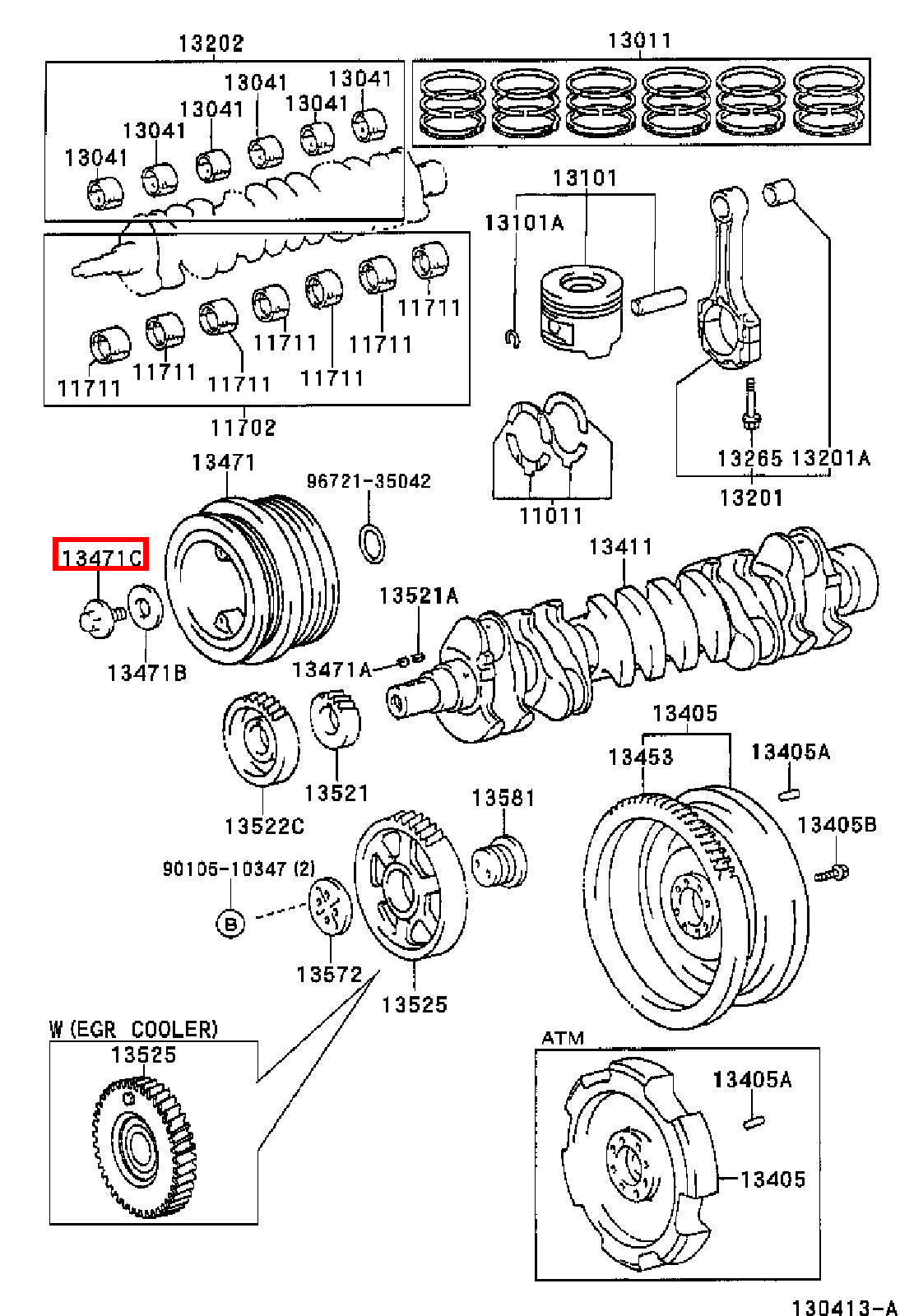 Genuine LandCruiser HDJ79 HDJ78 1HD Crankshaft Harmonic Balancer Pulley Bolt