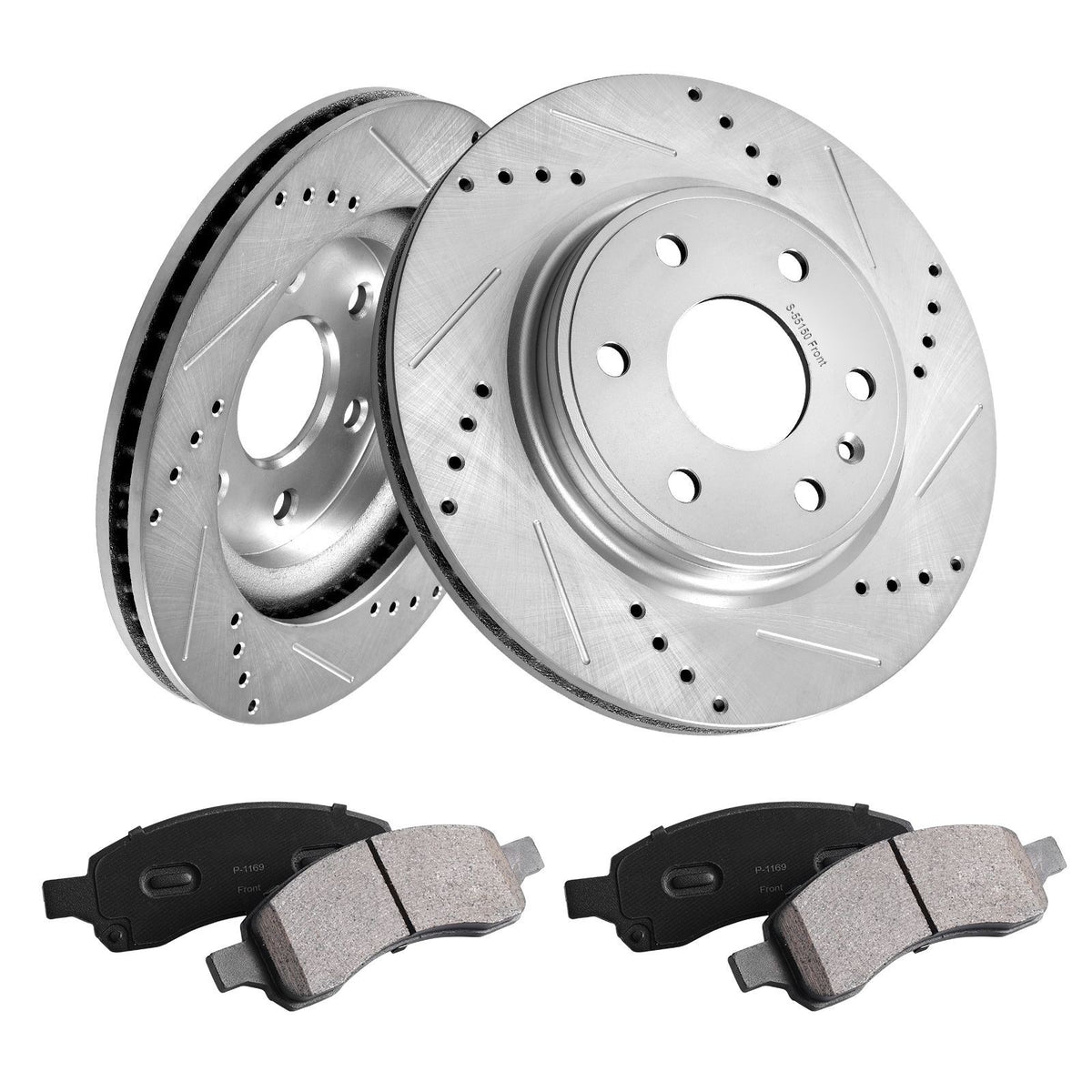 VEVOR Drilled Slotted Front Brake Rotors Pads Kit for Chevy Traverse GMC Acadia