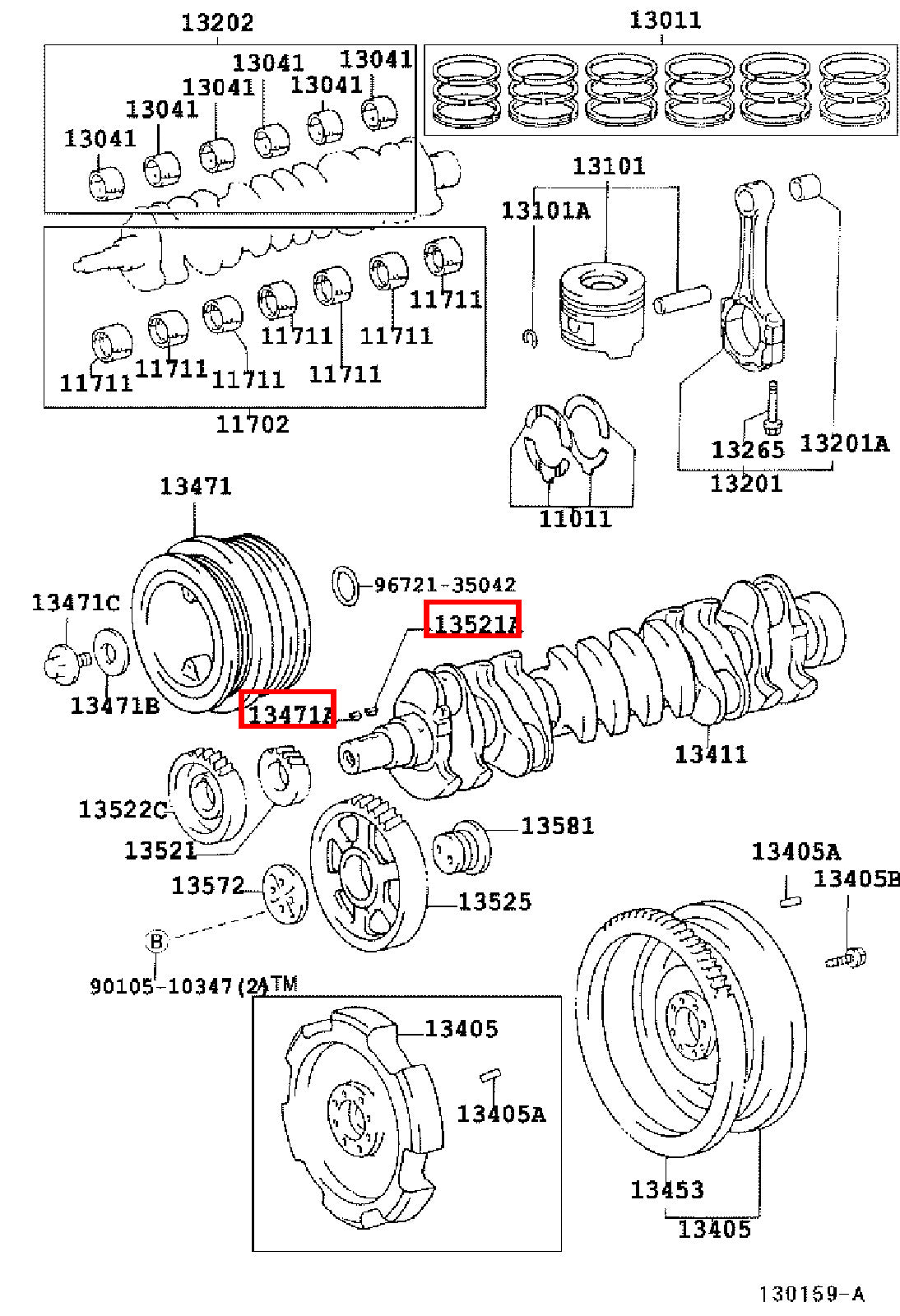 Genuine Hilux KZN205 KZN165 KZN130 Crankshaft Pulley Woodruff Key