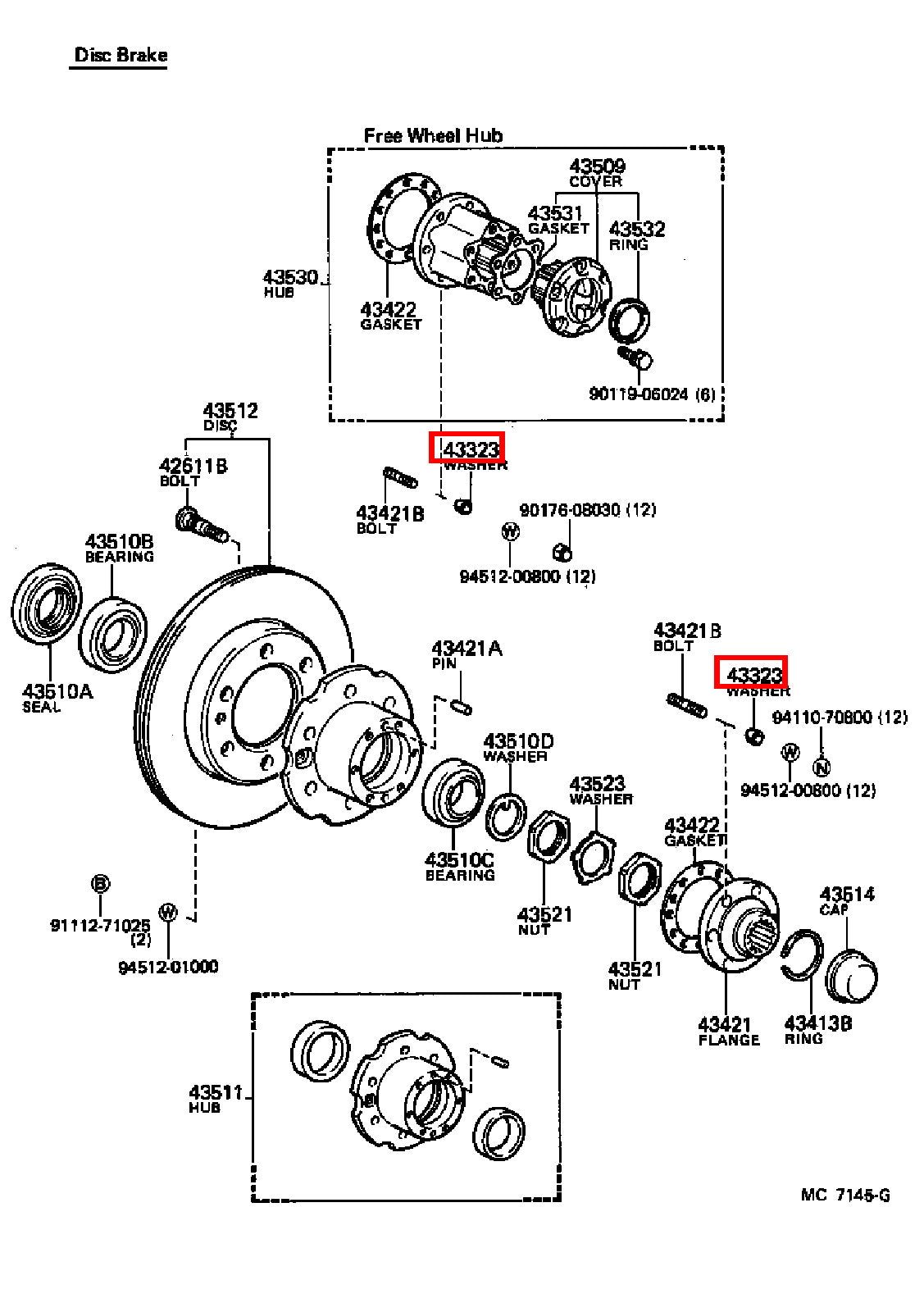 Genuine Hilux YN107 YN106 YN105 YN100 VZN172 Front Axle Hub Stud Cone Washer