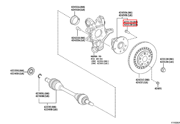 Genuine Sequoia USK65 USK60 UPK65 UPK60 UCK65 UCK60 Front Wheel Hub Stud Bolt
