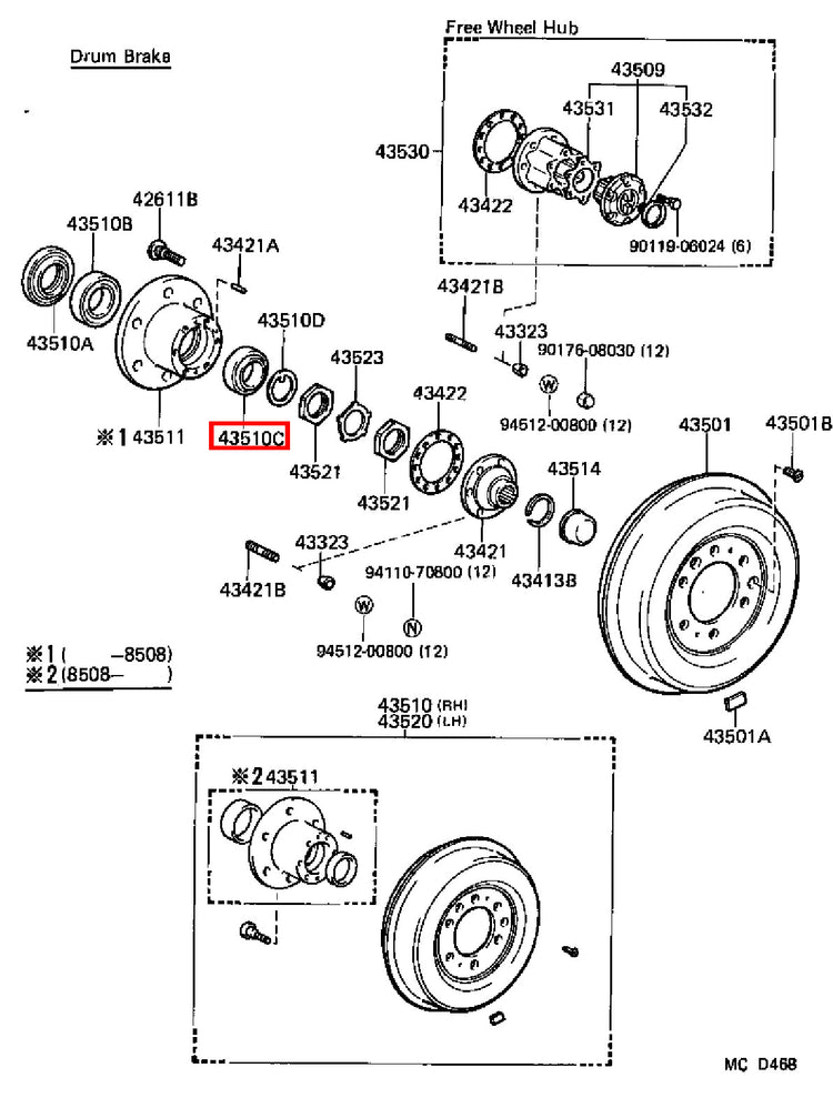 Genuine Dyna LY230 LY220 KDY261 KDY260 KDY251 Front Wheel Hub Outer Bearing