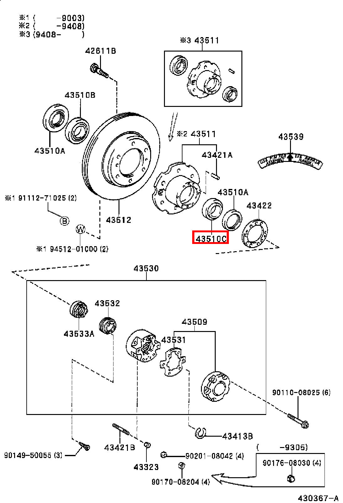 Genuine Dyna LY230 LY220 KDY261 KDY260 KDY251 Front Wheel Hub Outer Bearing