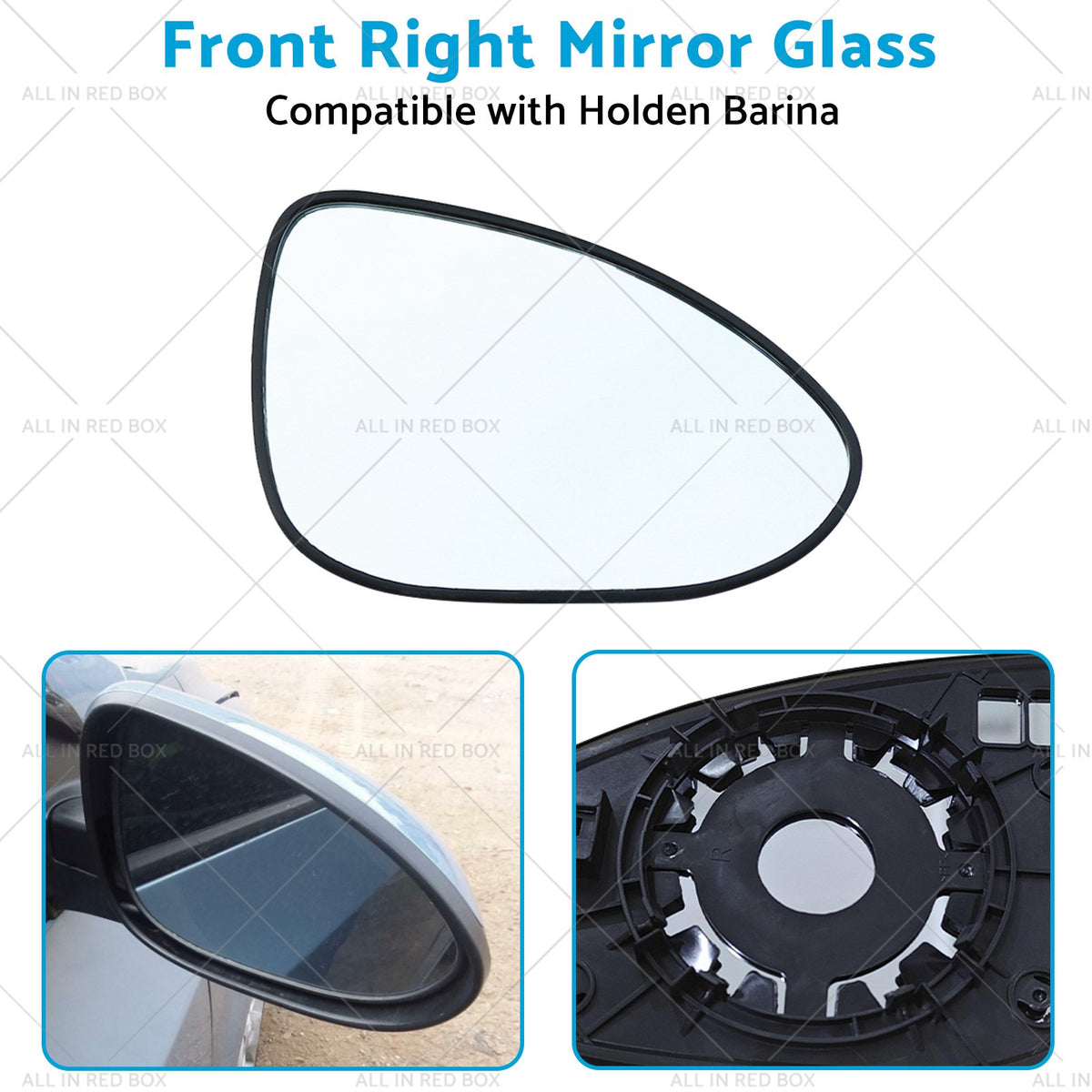 Right Mirror Glass With Back Plate Suitable for Holden Barina 2011-ON NO HEATED