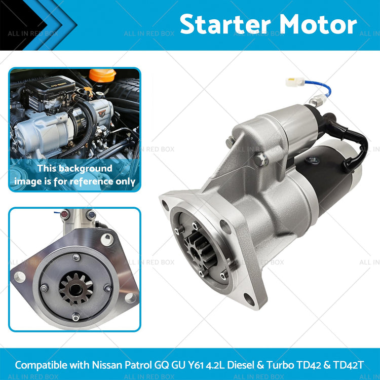 Starter Motor Suitable For Nissan Patrol GQ 4.2L Diesel TD42 Clockwise Rotation