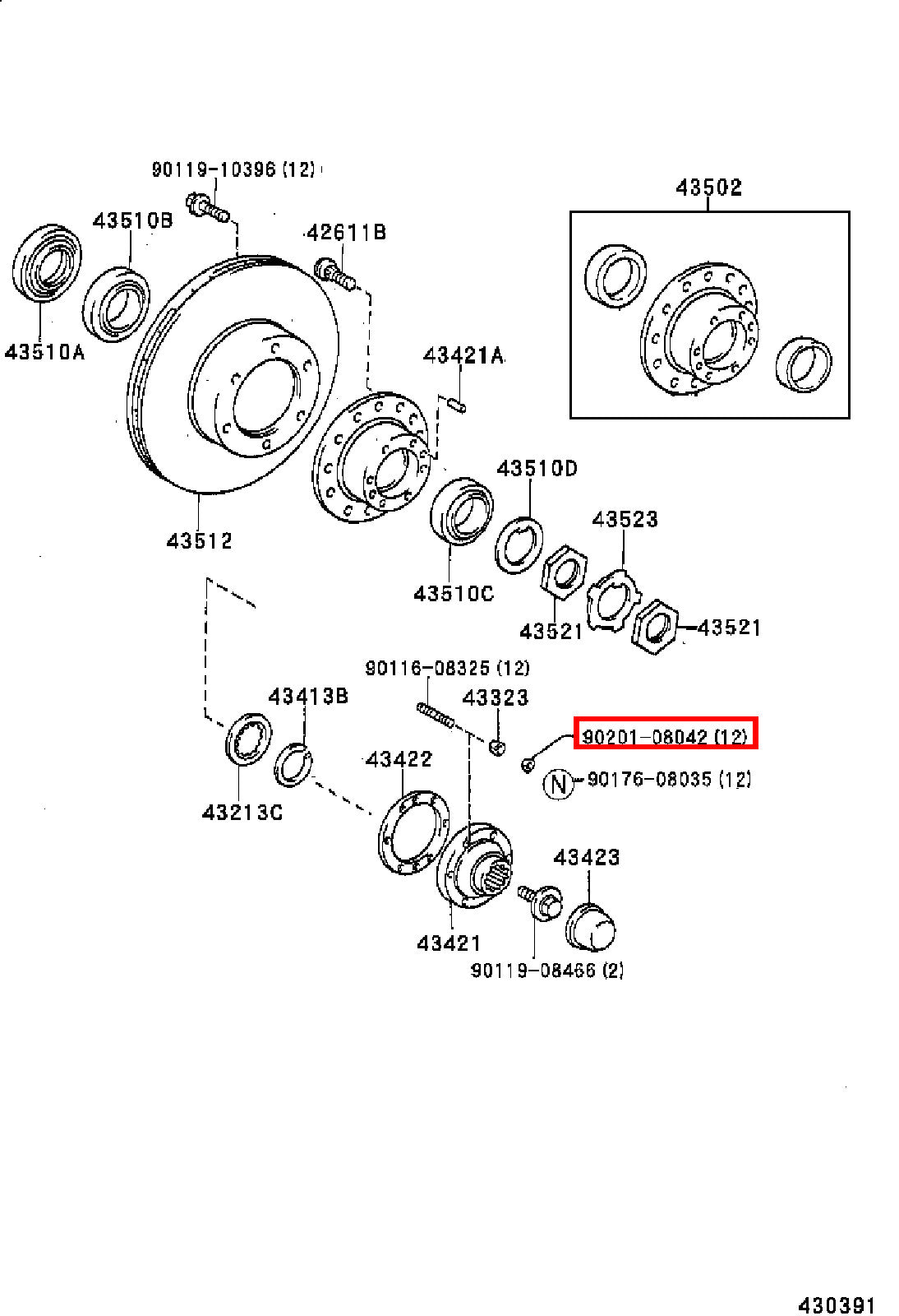 Genuine Regius Ace KZH138 T100 VCK21 VCK20 Front Axle Hub Stud Washer