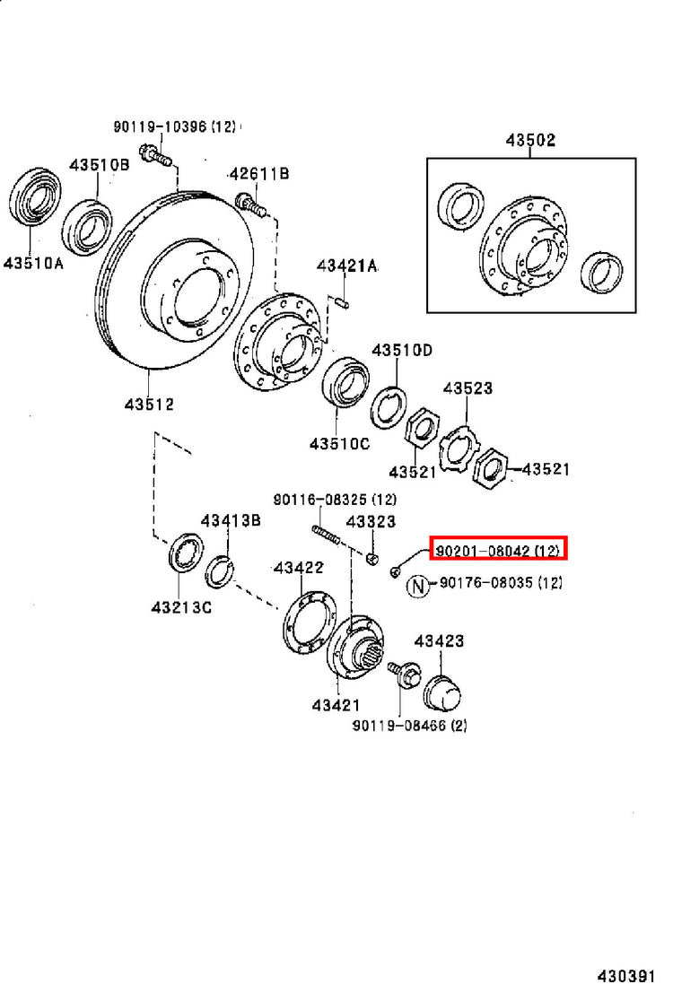 Genuine Regius Ace KZH138 T100 VCK21 VCK20 Front Axle Hub Stud Washer