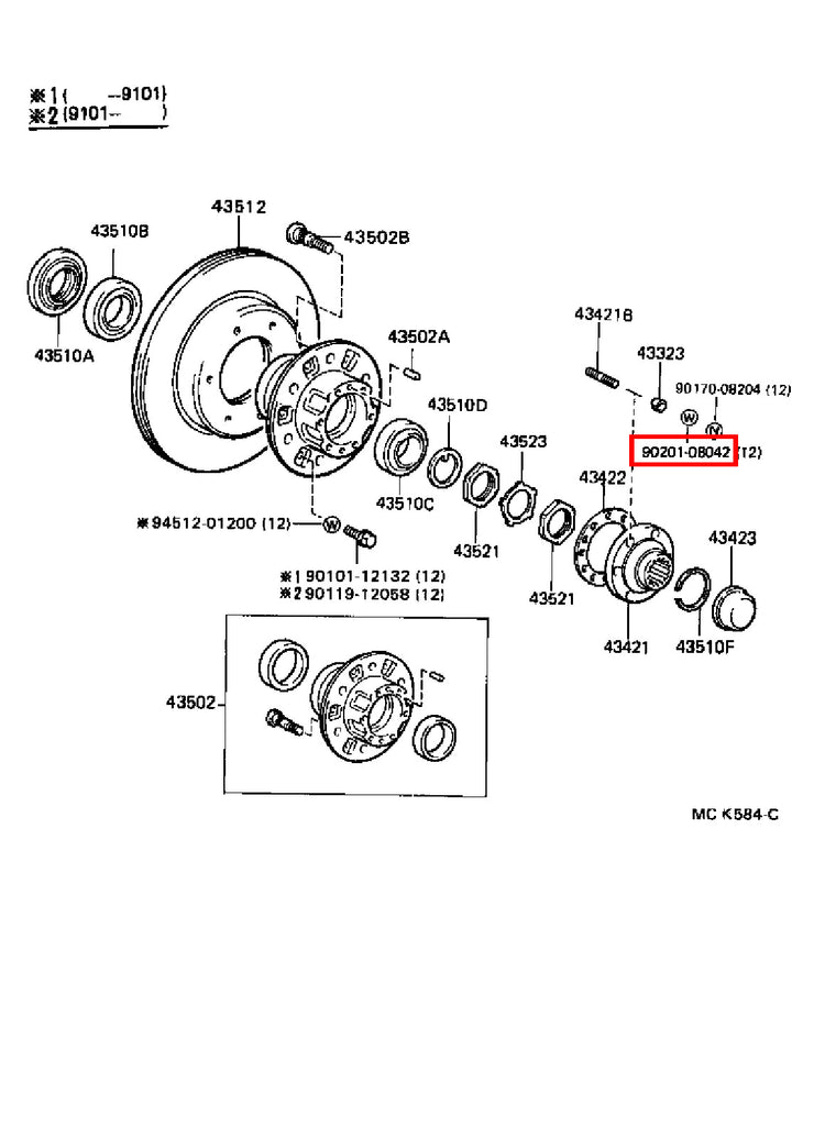 Genuine Regius Ace KZH138 T100 VCK21 VCK20 Front Axle Hub Stud Washer