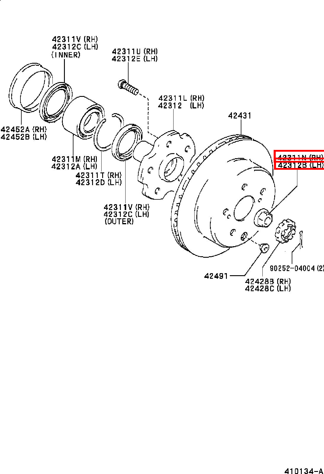Genuine Hiace RCH29 RCH28 RCH23 RCH22 RCH19 RCH18 RCH13 Rear Axle Shaft Nut