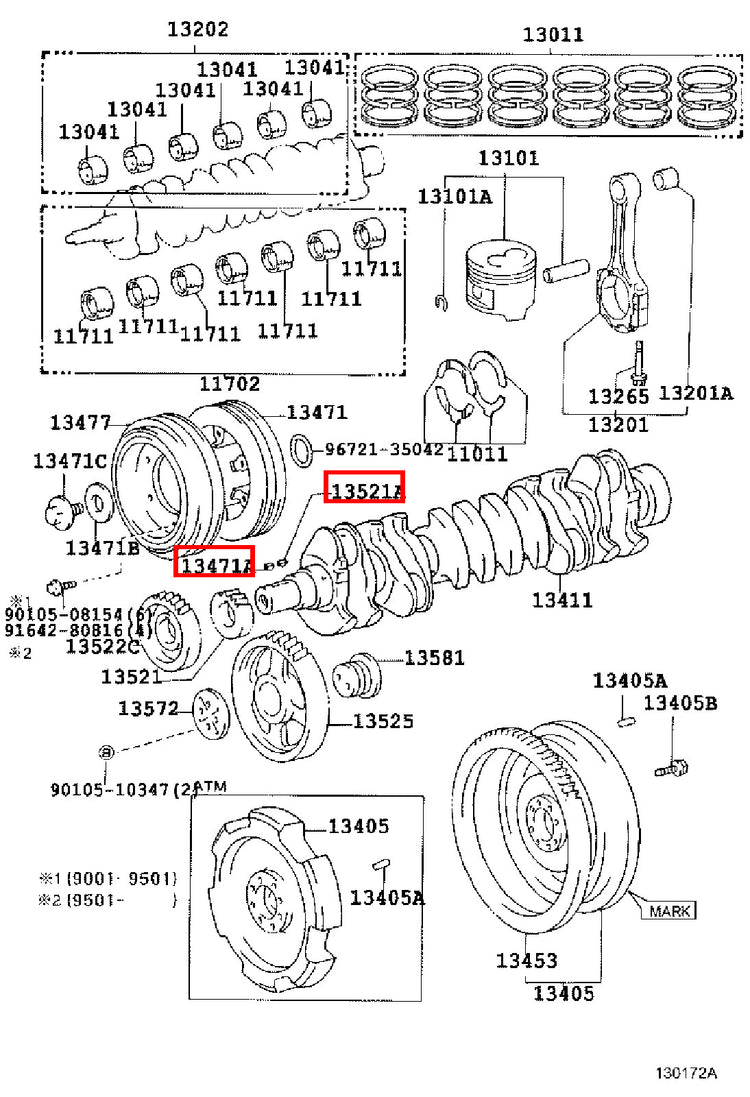 Genuine Hilux KZN205 KZN165 KZN130 Crankshaft Pulley Woodruff Key