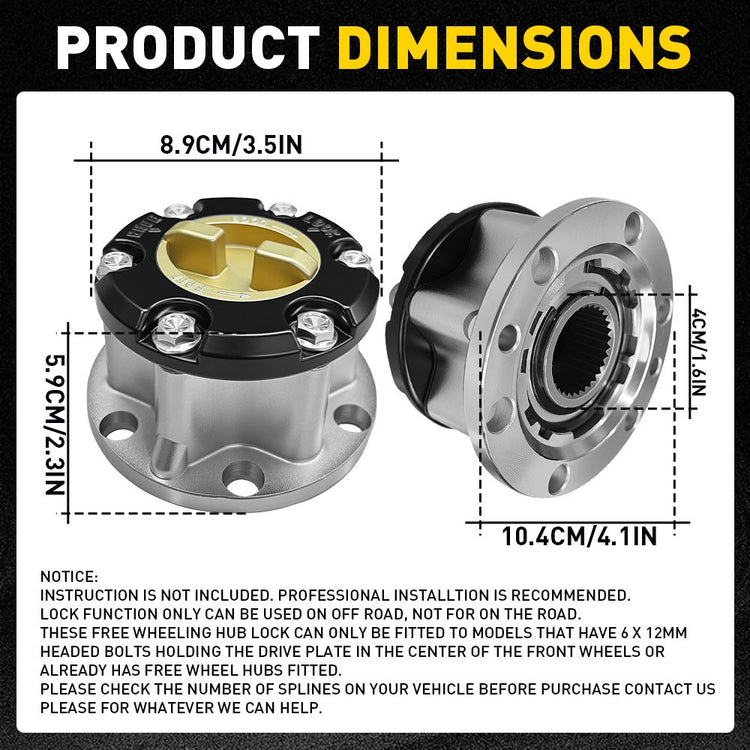 2 x Free Wheeling Hubs For Toyota Landcruiser 40 55 60 70 72 73 75 80 Series