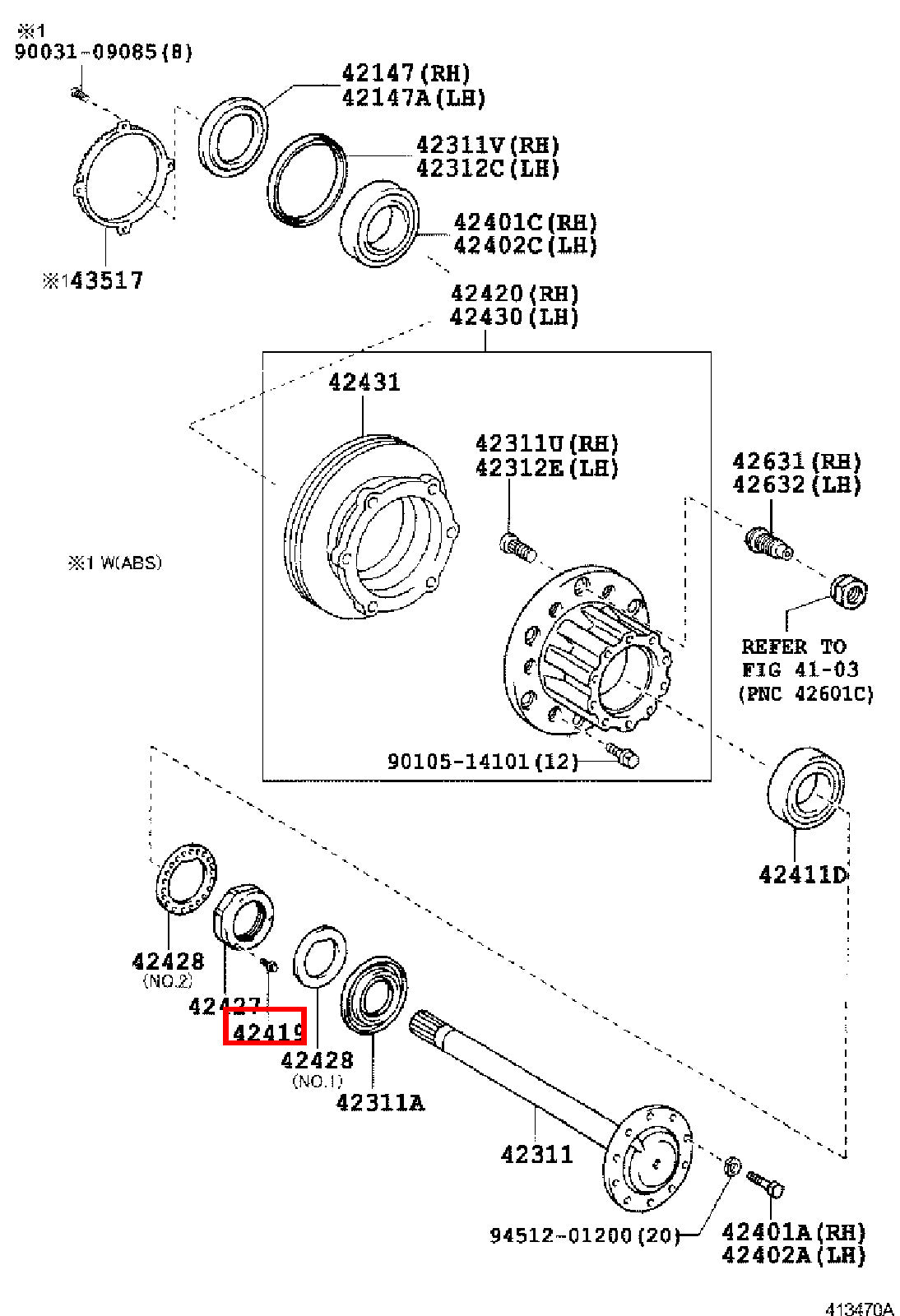 Genuine Dyna ToyoAce RZY281 RZY231 RZY230 Rear Wheel Bearing Hub Nut Screw