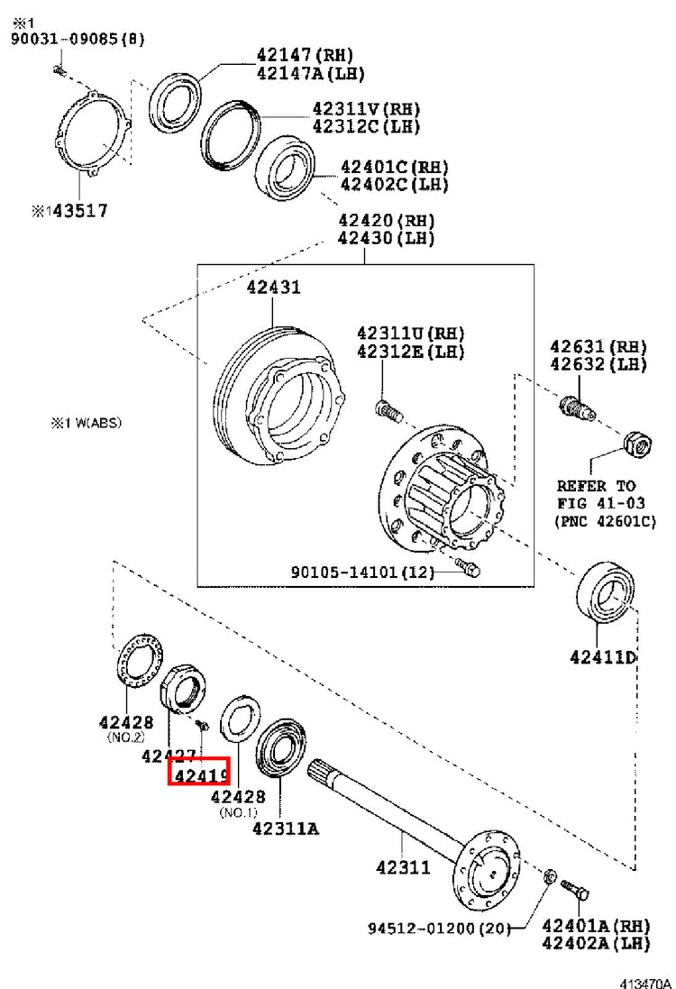 Genuine Dyna ToyoAce RZY281 RZY231 RZY230 Rear Wheel Bearing Hub Nut Screw